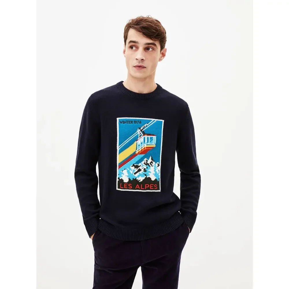 Celio Men’s Winter 1976 Les Alpes Ski Sweater Sz Large Navy
